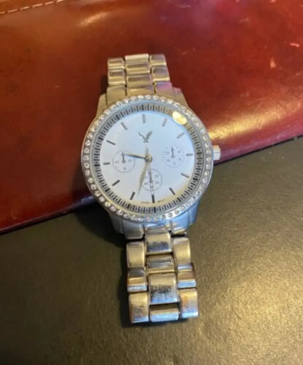 Women's 38mm American Eagle Outfitters Watch, Silver Tone with Crystal Accents